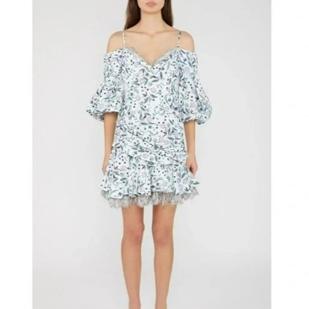 Acler Mini Wrap Dress Size 2 Botanical Floral Cotton Silk Lace Cottagecore Boho - Picture 16 of 16